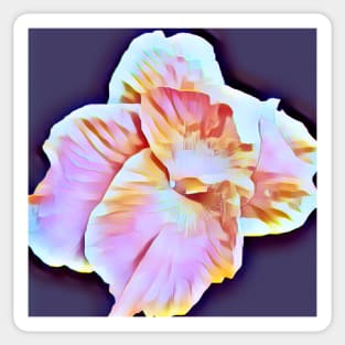 White, Pink, Marron, Gold, Tropical Canna Lily with Purple Background Sticker